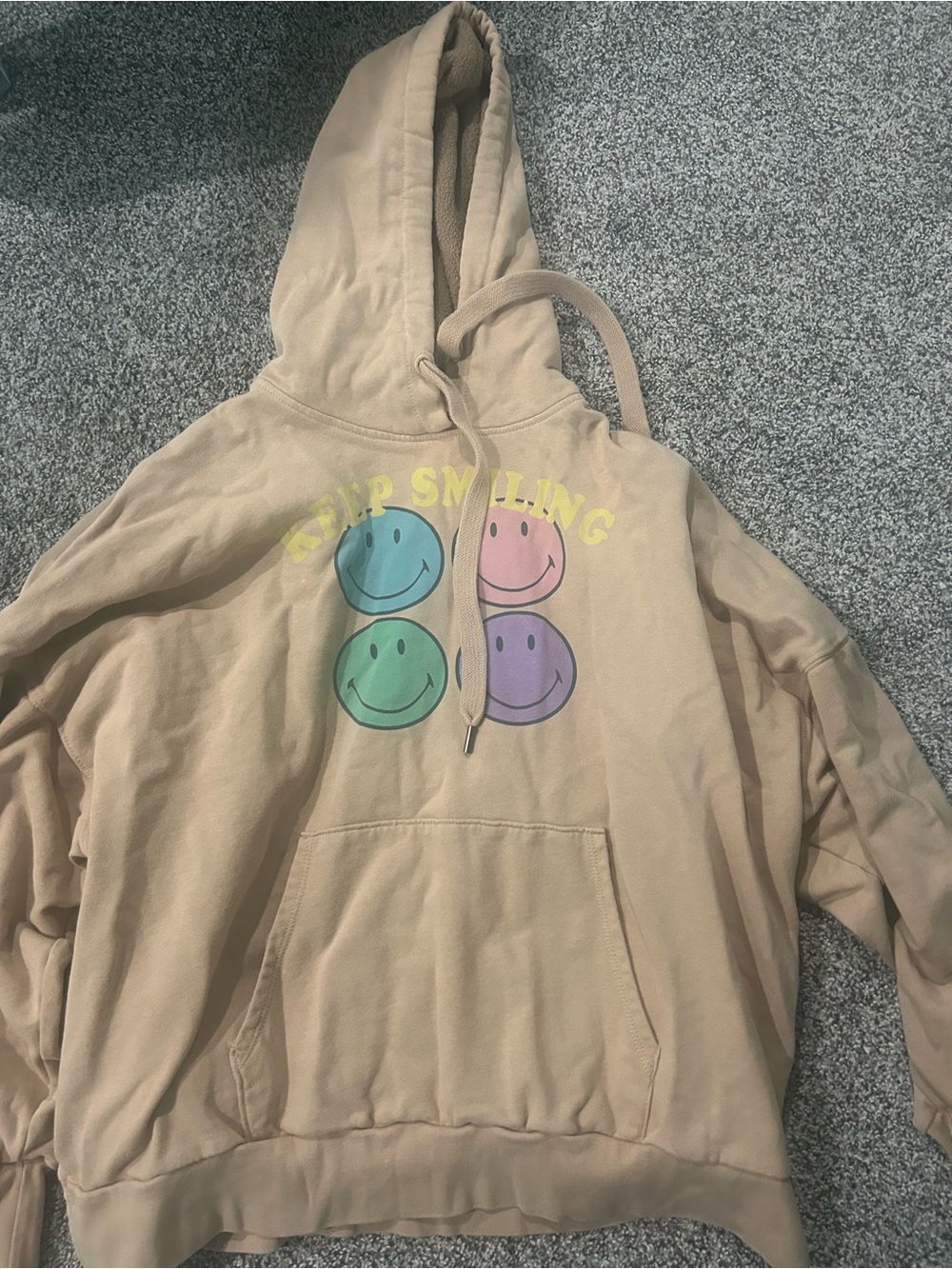 American Age Cream Cozy Hoodie with Blue Logo Patch